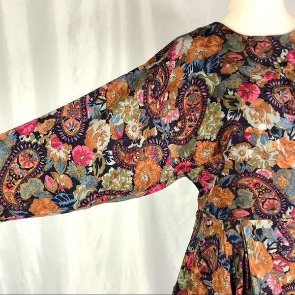 Vintage 1980s 80s Marvin Singer for Depeche Mode silk dress floral paisley 8/38 - Picture 5 of 12